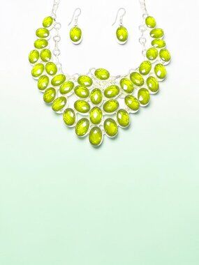 Rainbow Fire Topaz Gemstone Big Necklace and Earring Set 106 Grams